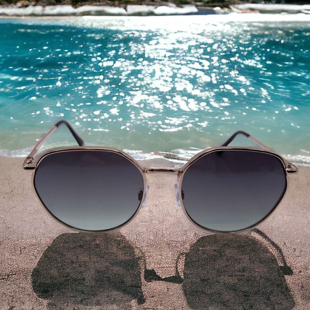 Gold Geometric Rim Sunglasses